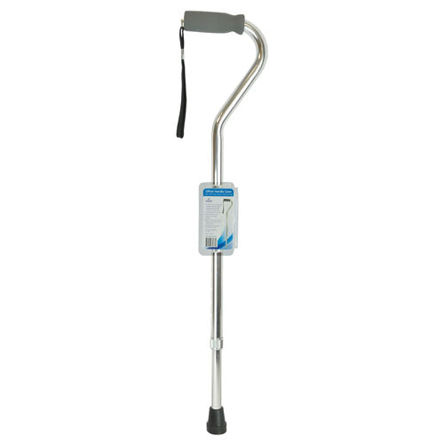 Cane  Soft Foam Offset Handle  Blue Jay  Silver With Strap   All Care Store