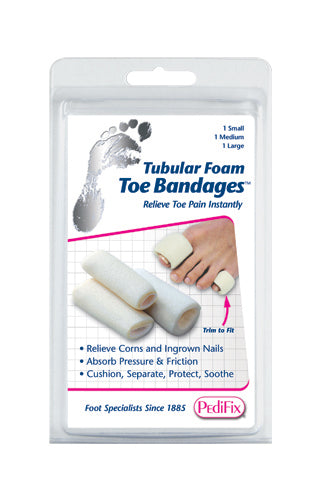 Tubular foam Toe Bandage Pk/3 Medium All Care Store