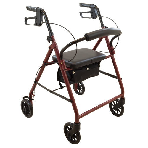 Rollator  Steel  6  Wheels Burgundy  300 Lb. Weight Cap   All Care Store
