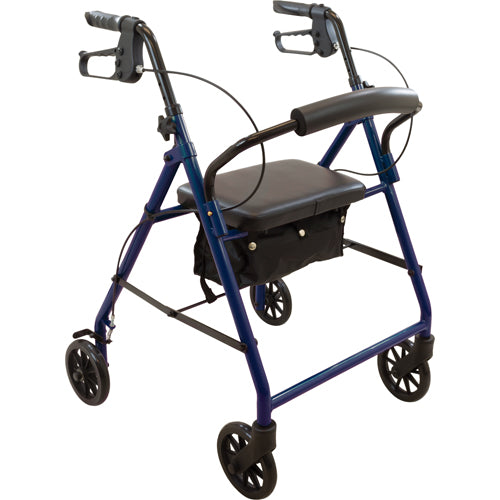 Rollator  Steel  6  Wheels Blue  300 Lb. Weight Cap   All Care Store