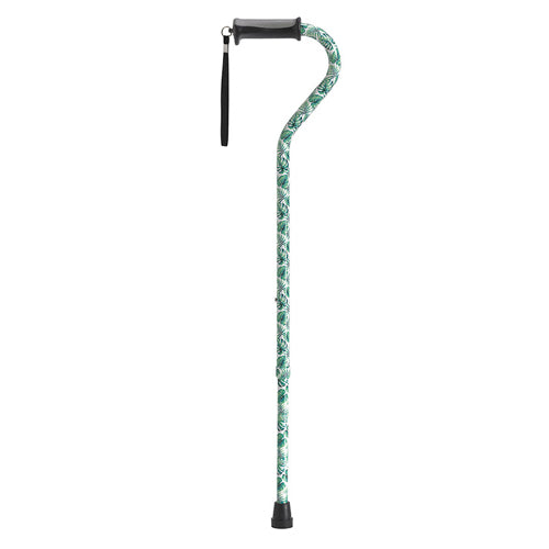 Offset Cane With Gel Grip Green Leaves   All Care Store