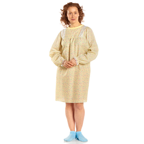 Ladylace Reusable Gown Yellow Floral Long Sleeves All Care Store