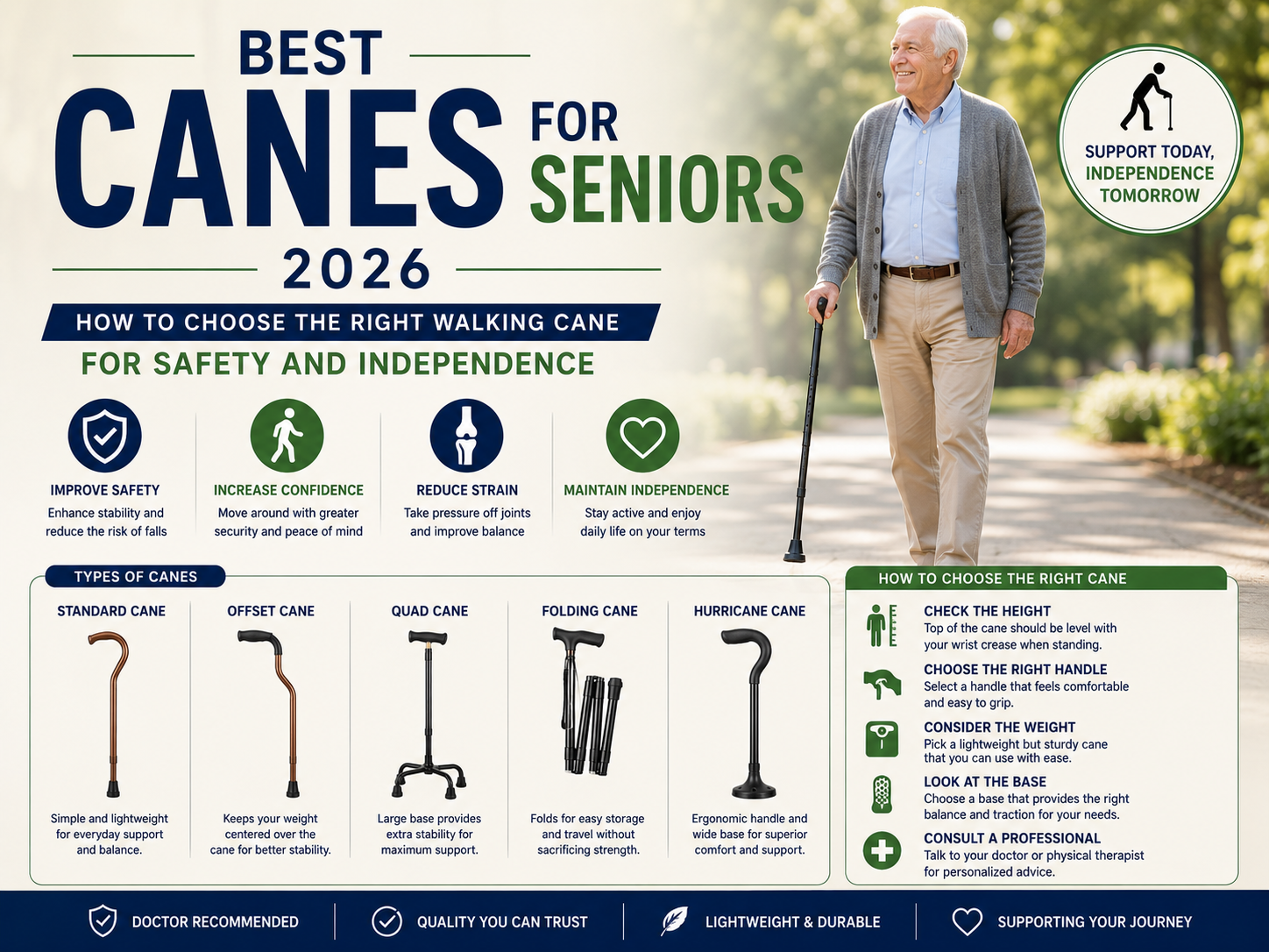 Best Canes for Seniors 2026: How to Choose the Right Walking Cane for Safety and Independence