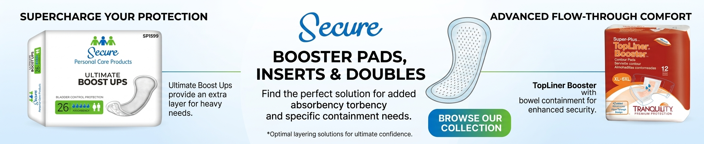 Adult diaper booster pads inserts and doublers for extra absorbency