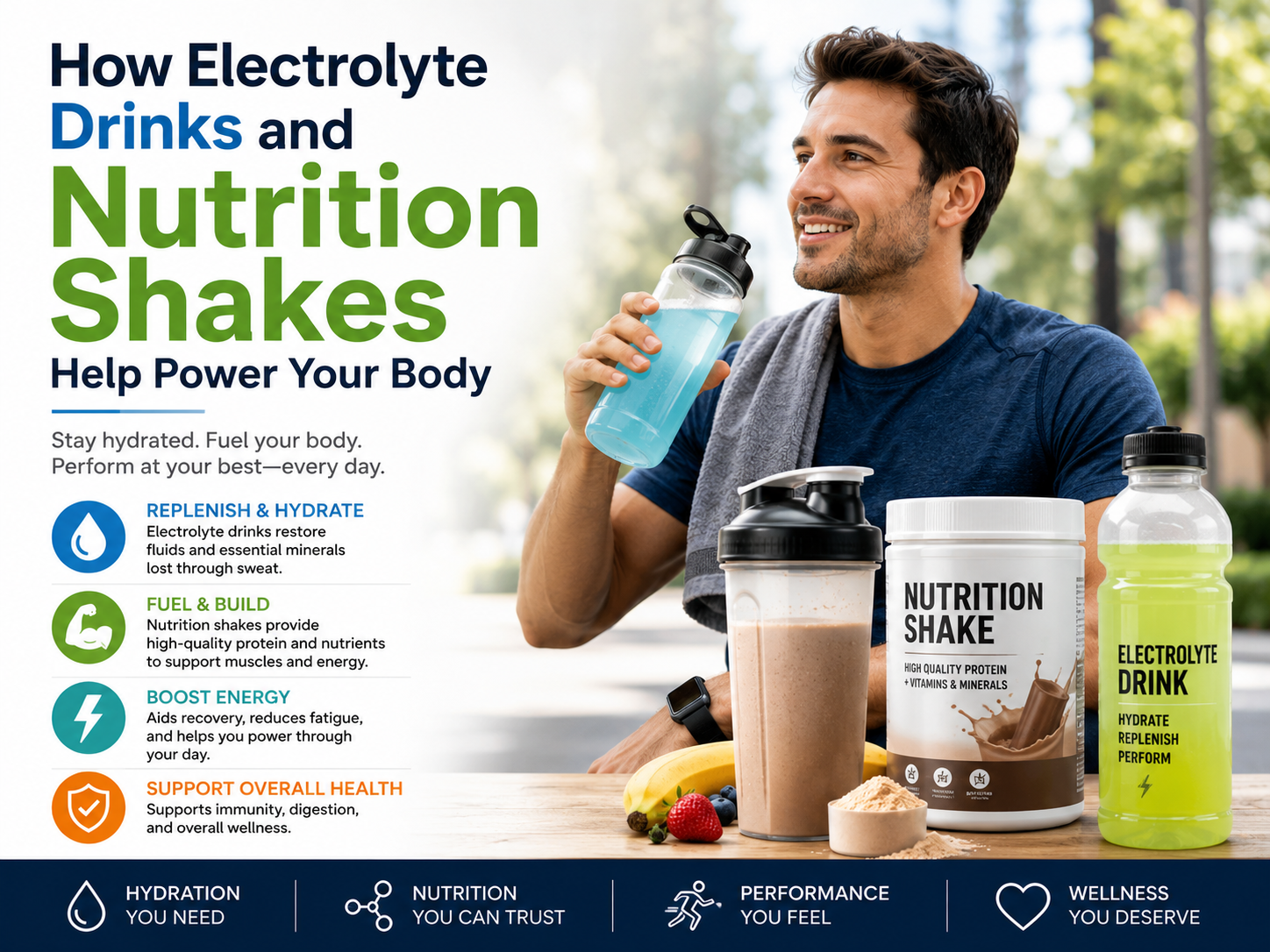 How Electrolyte Drinks and Nutrition Shakes Help Power Your Body