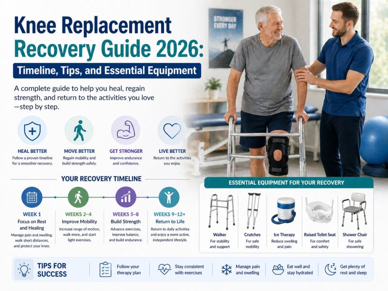 Knee Replacement Recovery Guide 2026: Timeline, Tips, and Essential Equipment