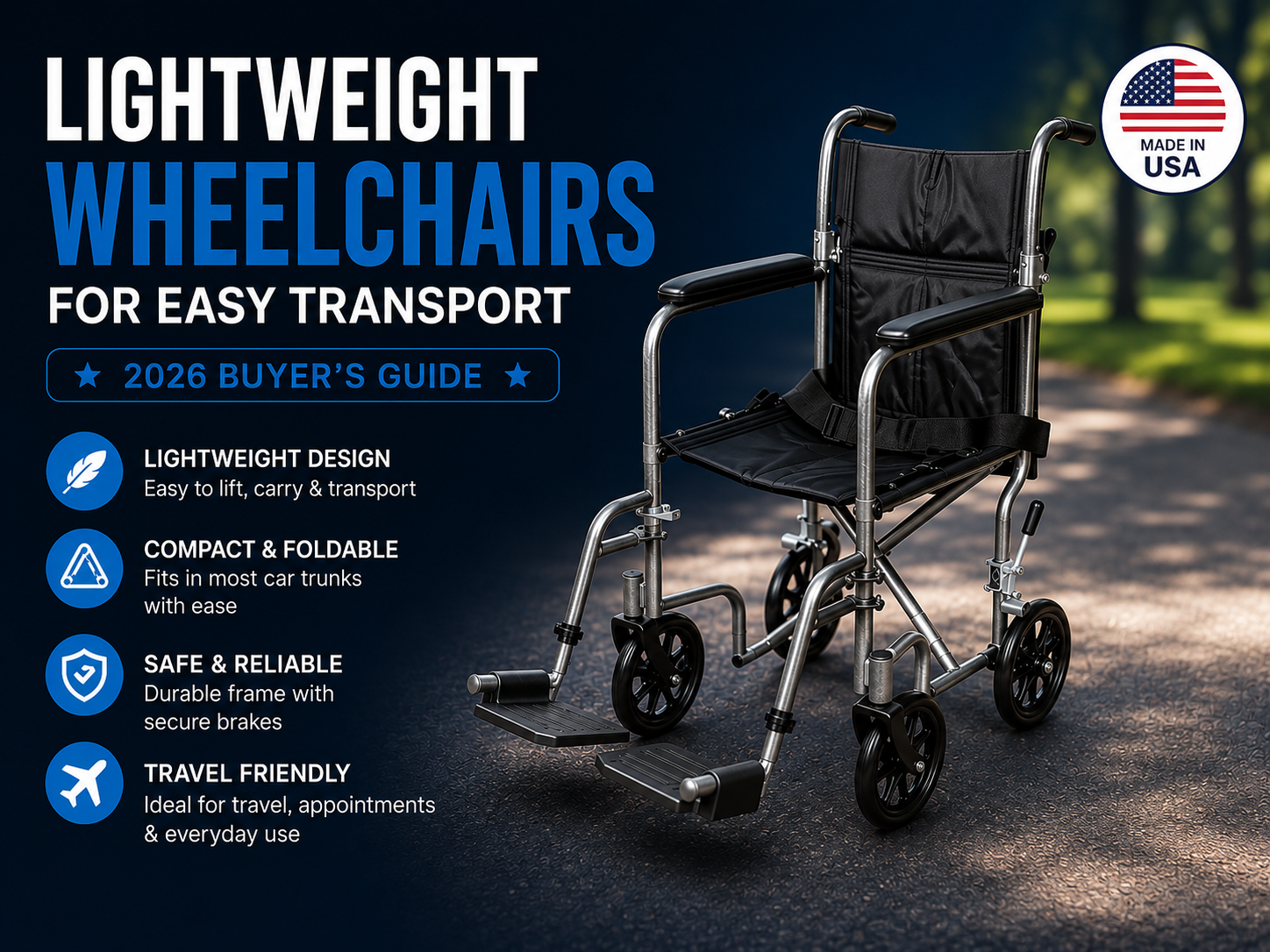 Lightweight  wheelchair for transport