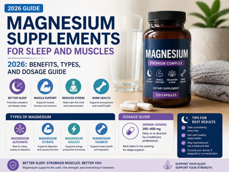 Magnesium Supplements for Sleep and Muscles 2026: Benefits, Types, and Dosage Guide