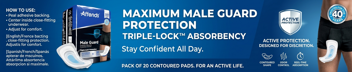 Male guards and incontinence protection products for men