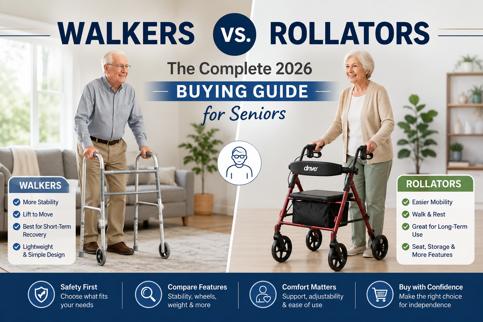 Walkers vs. Rollators: The Complete 2026 Buying Guide for Seniors