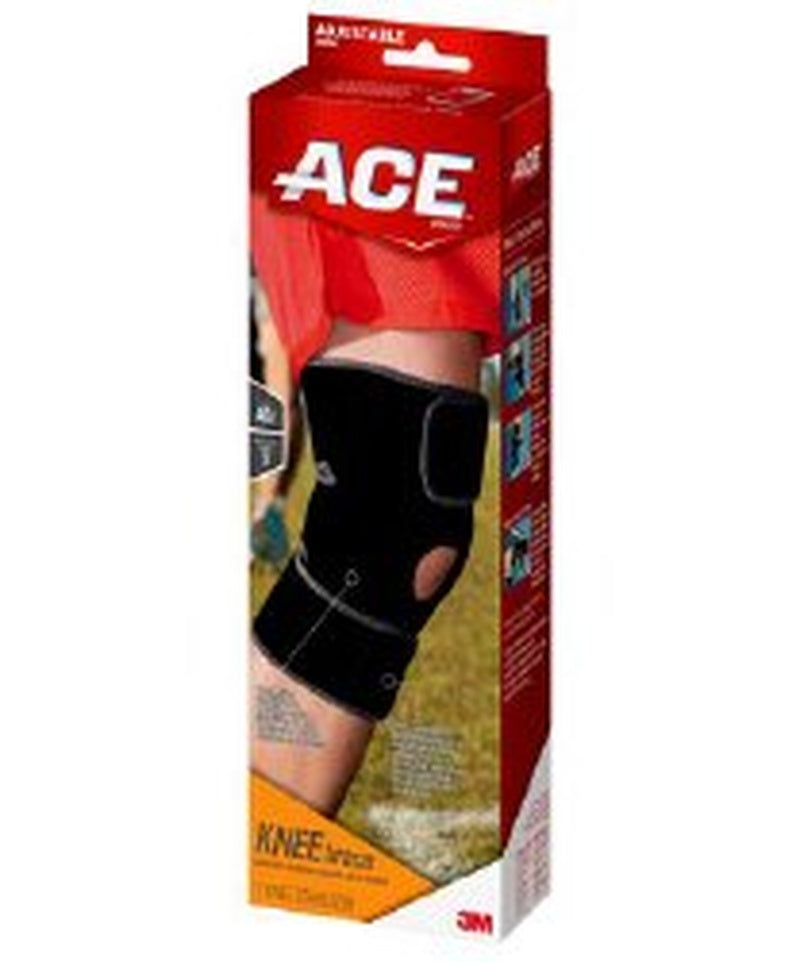 Knee brace with adjustable strap closure