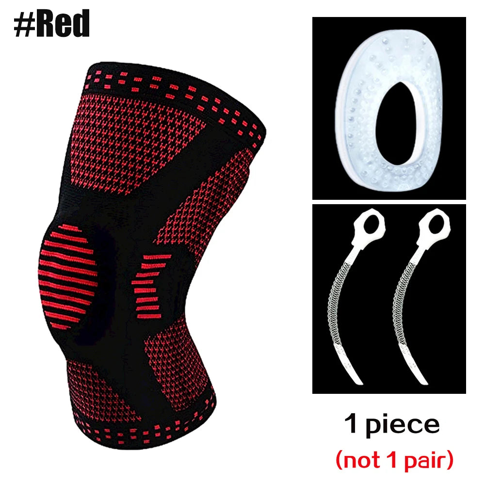 1 Piece Knee Brace Strap Patella Medial Support Strong Meniscus Silicone Compression Protection Sport Knee Pads Running Basket