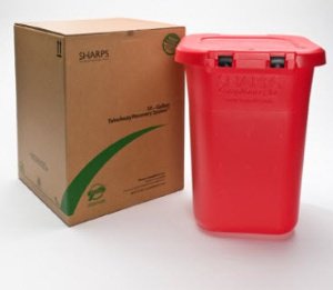 Mailback Sharps Container TakeAway Recovery System Red Base 20-1/2 X 20-3/10 X 28 Inch Horizontal / Vertical Entry 30 Gallon