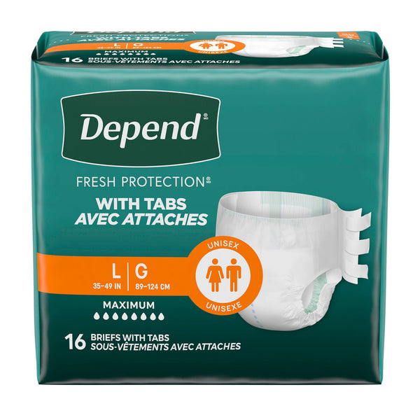 Unisex Adult Incontinence Brief Depend Large Disposable Heavy Absorbency, Packaging Type- Case Default Title