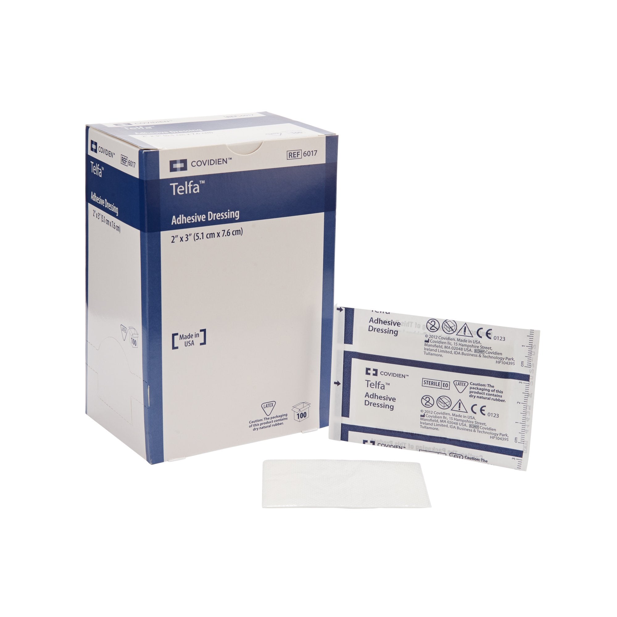 Adhesive Dressing Telfa 2 X 3 Inch Film / Cotton Rectangle White Sterile