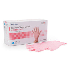 Exam Glove McKesson Pink Nitrile Large NonSterile Nitrile Standard Cuff Length Textured Fingertips Pink Not Rated Case
