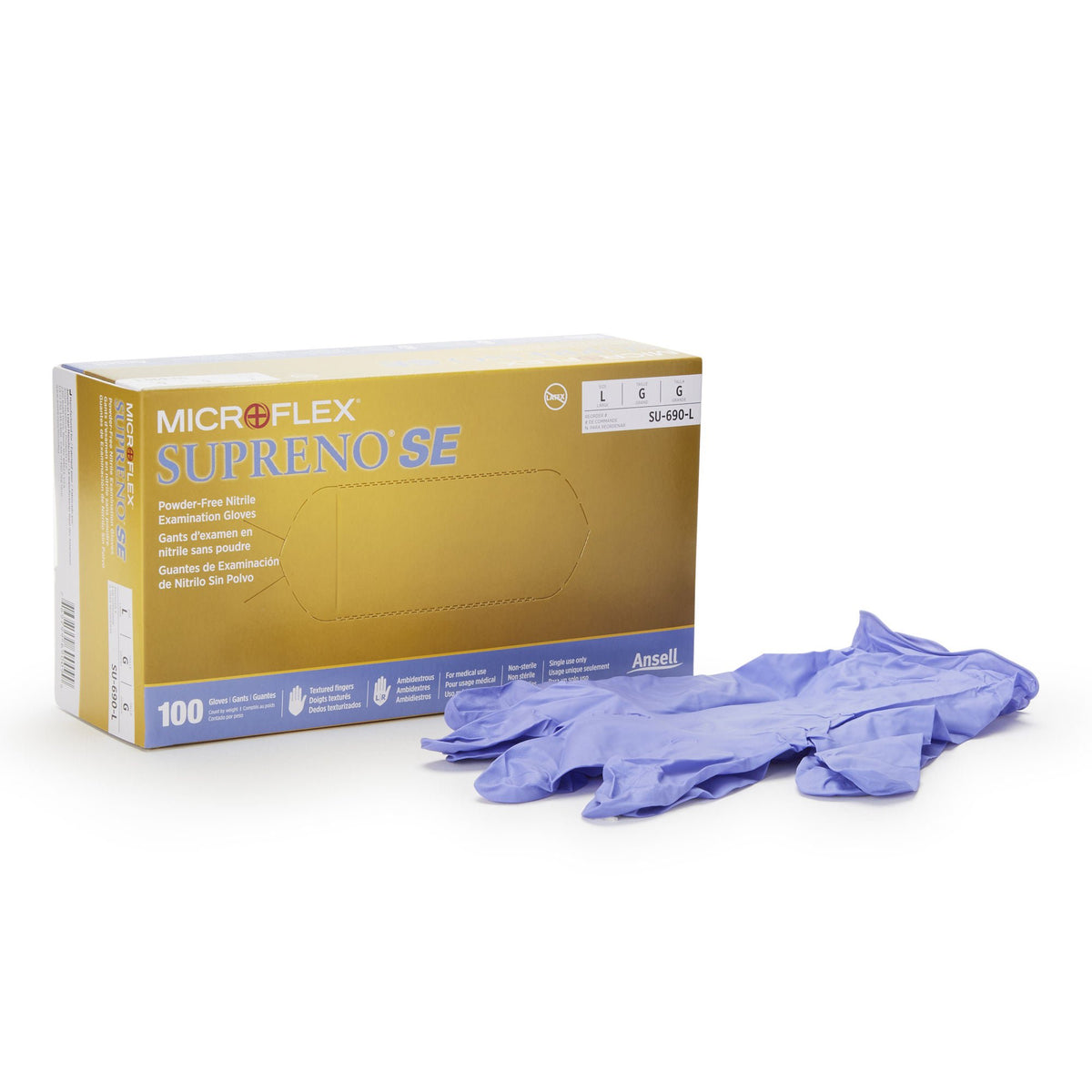 Exam Glove Supreno SE NonSterile Nitrile Standard Cuff Length Textured Fingertips Blue Not Rated Case / Large