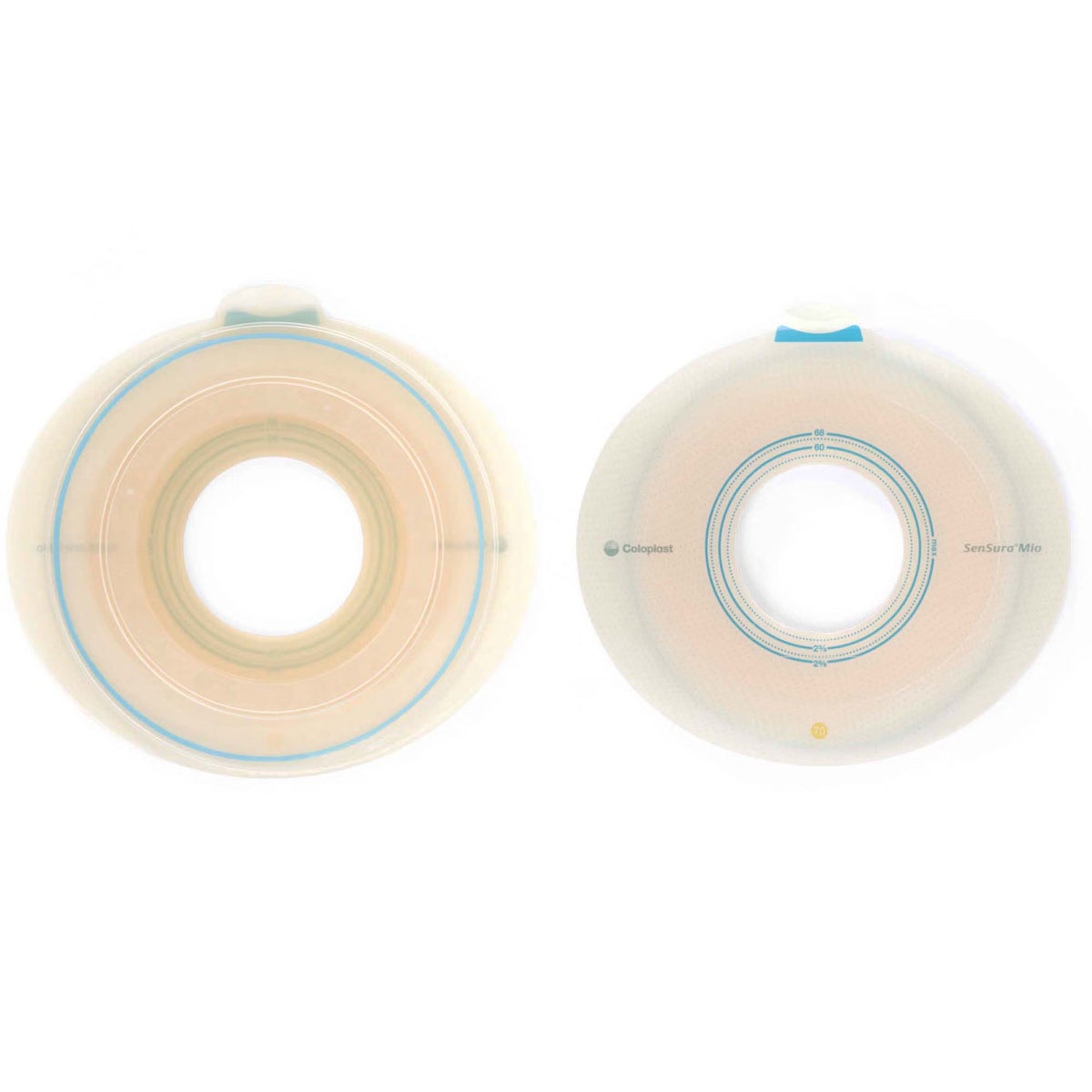 Ostomy Barrier SenSura Mio Flex Precut, Extended Wear Elastic Adhesive 50 mm Flange Red Code System 1 Inch Opening | 5/Box 70 mm Flange Yellow Code System 2 Inch · Box of 5