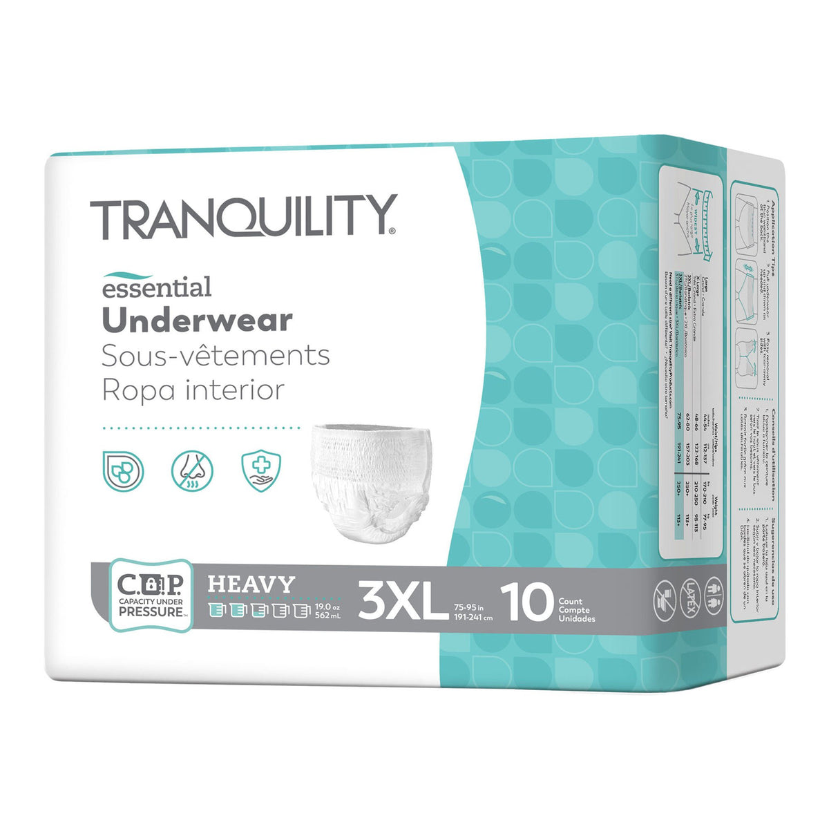 Tranquility Essential Absorbent Underwear – Heavy Absorbency, X-Small, Small & X-Large - 3X-Large · Case of 40
