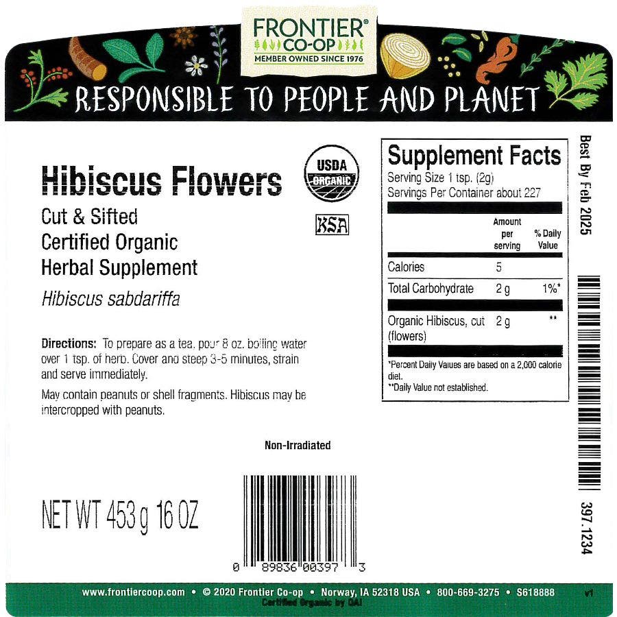 Frontier Herb Hibiscus Flowers - Organic - Cut And Sifted - Bulk - 1 Lb
