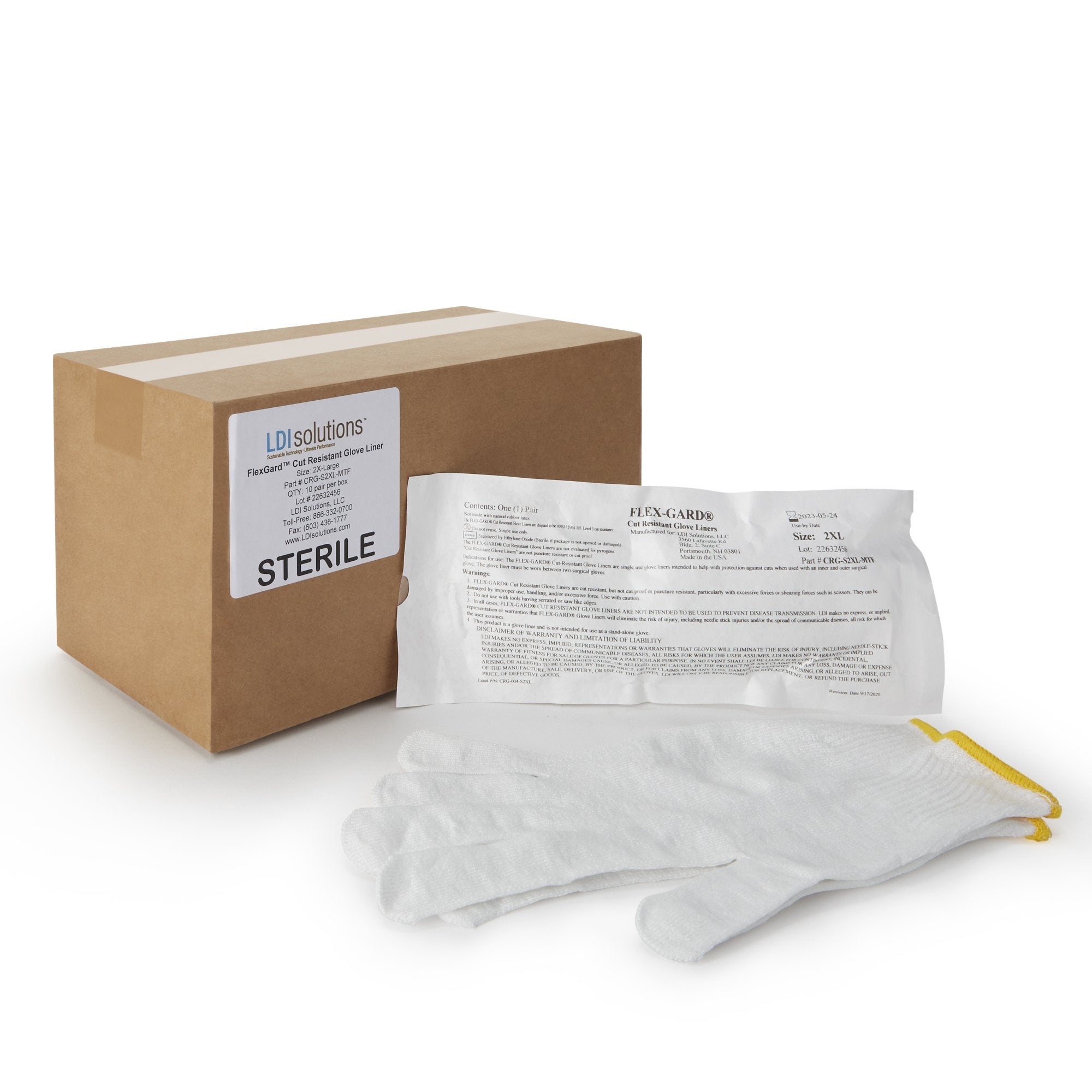 Cut Resistant Glove Liner Flex-Gard Full-Finger HDPE / Spandex / Polyester White 2X-Large