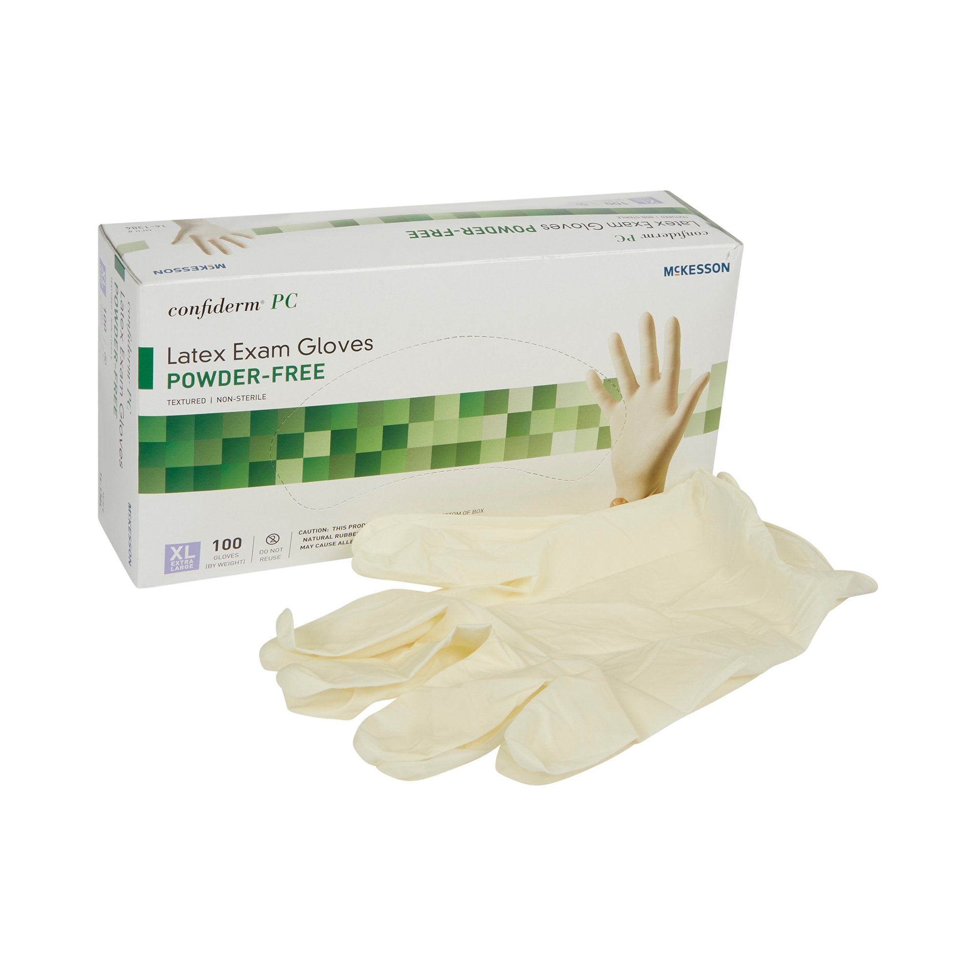 Exam Glove McKesson Confiderm X Large NonSterile Latex Standard Cuff Length Fully Textured Ivory Not Rated