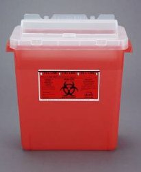 Sharps Container Bemis Sentinel Translucent Red Base 15 H X 13-7/8 L X 6-7/8 W Inch Horizontal Entry 3 Gallon