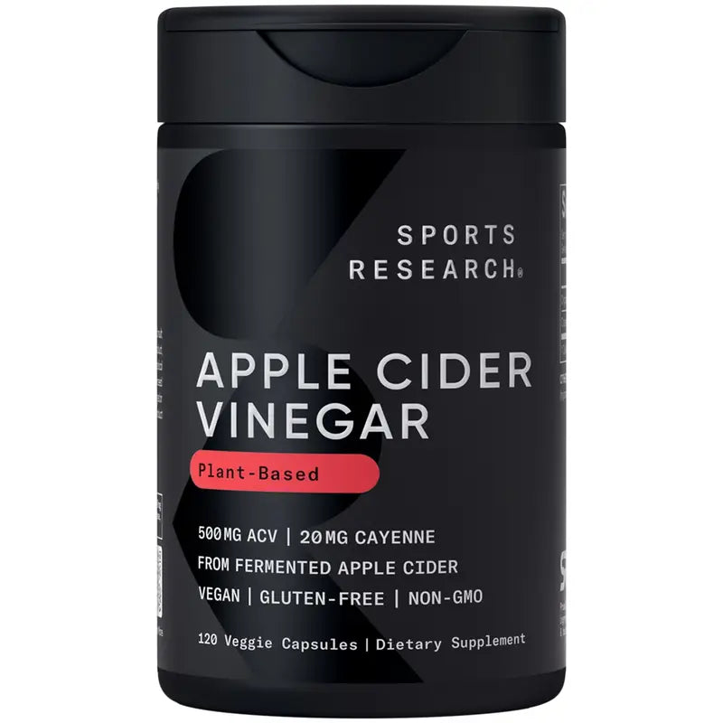 Sports Research Apple Cider Vinegar with Cayenne Pepper - Made from Organic Fermented Apple Cider - Non-Gmo Project Verified & Vegan Certified - 120 Veggie Capsules