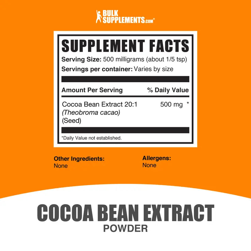 Bulksupplements.Com Cocoa Bean Extract Powder - Dietary Supplements - Edible - Natural Antioxidants - 100G-1Kg - 500Mg per Serving