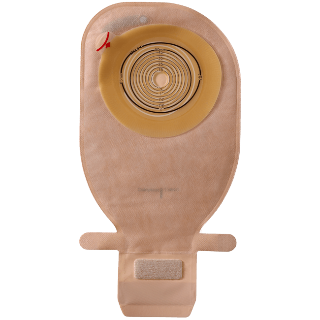 Ostomy Pouch AssuraInspire One-Piece System 10-1/4 Inch Length Flat, Pre-Cut 25 mm Stoma Drainable,Packaging Type- Box