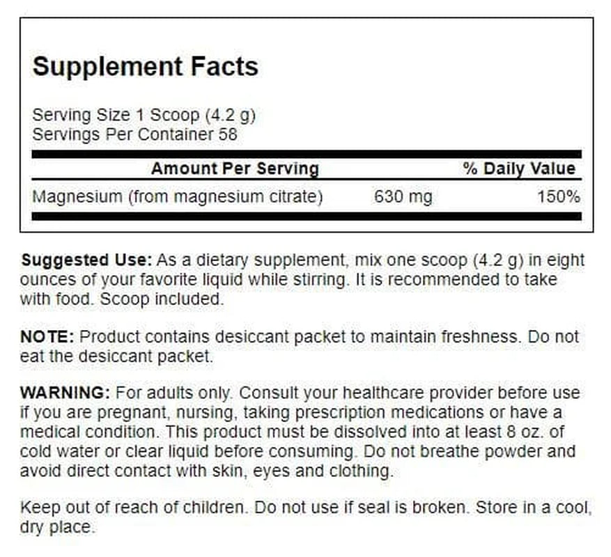 100% Pure Magnesium Citrate Powder   Unflavored 3 Pack