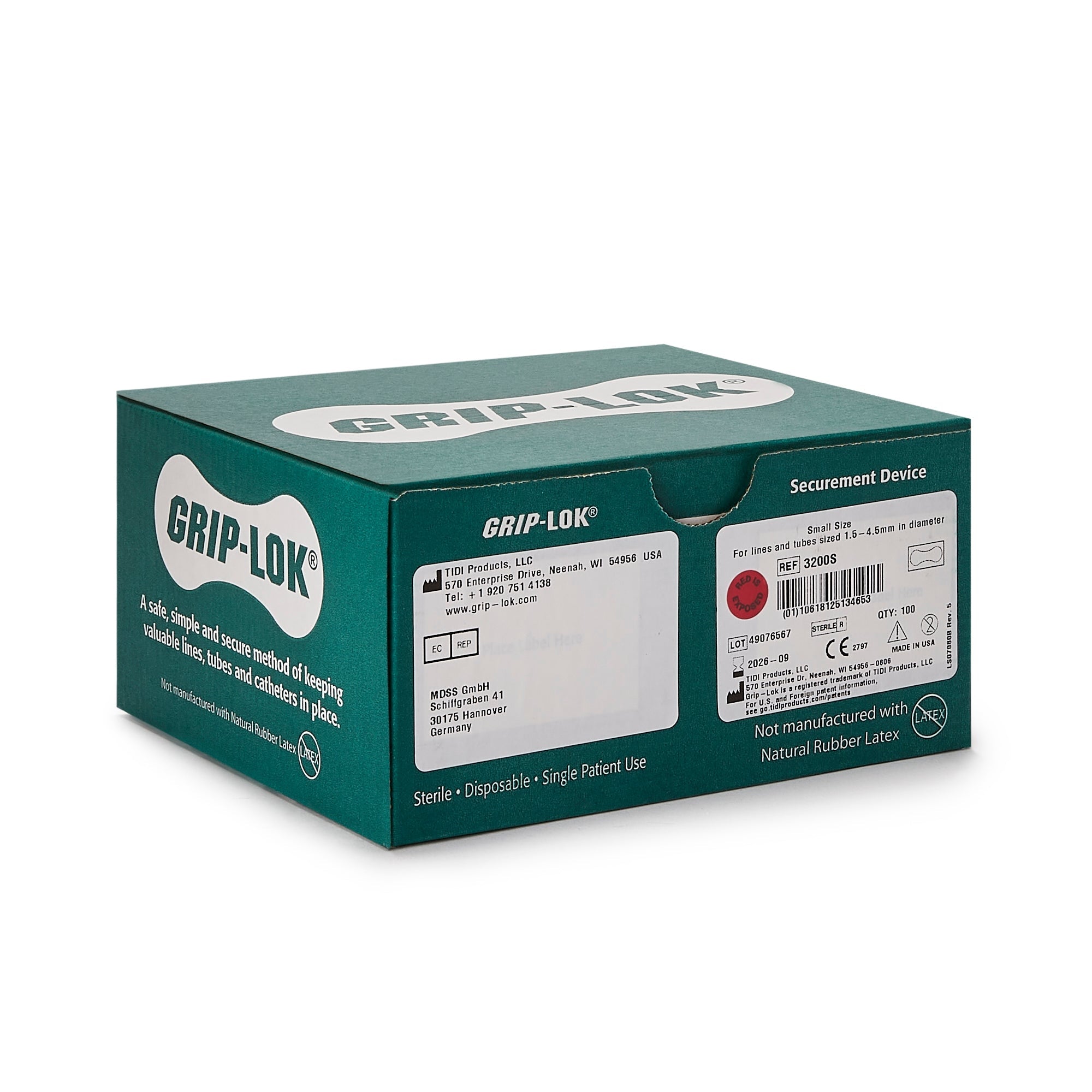 Foley Catheter / Line Securement Device Grip-Lok Small, 3 Inch Length, Sterile, Packaging Type- Box