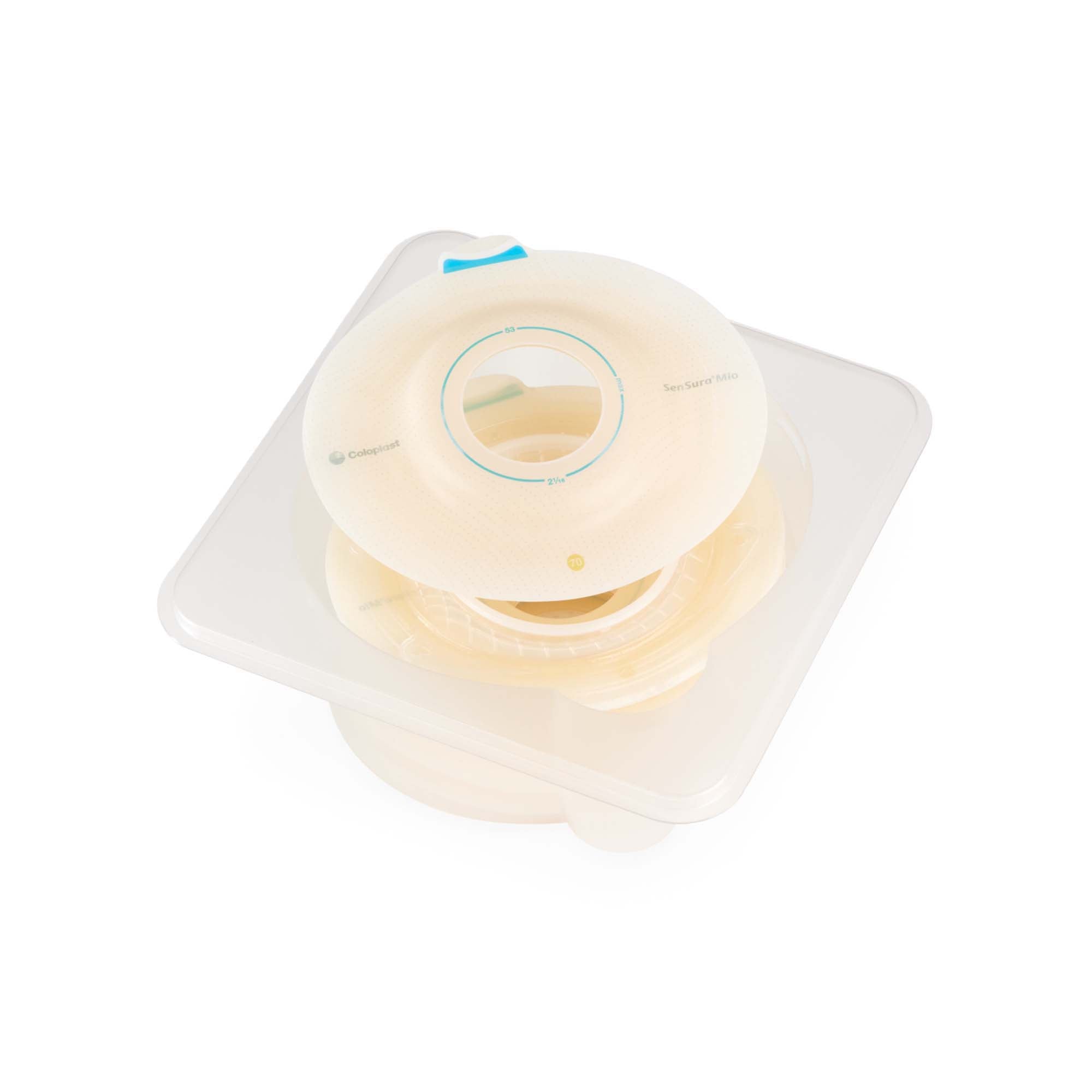 Ostomy Barrier SenSura Mio Click Extended Wear Elastic Adhesive 60 mm Flange Blue Code System 1-3/8 Inch Opening | 5/Box