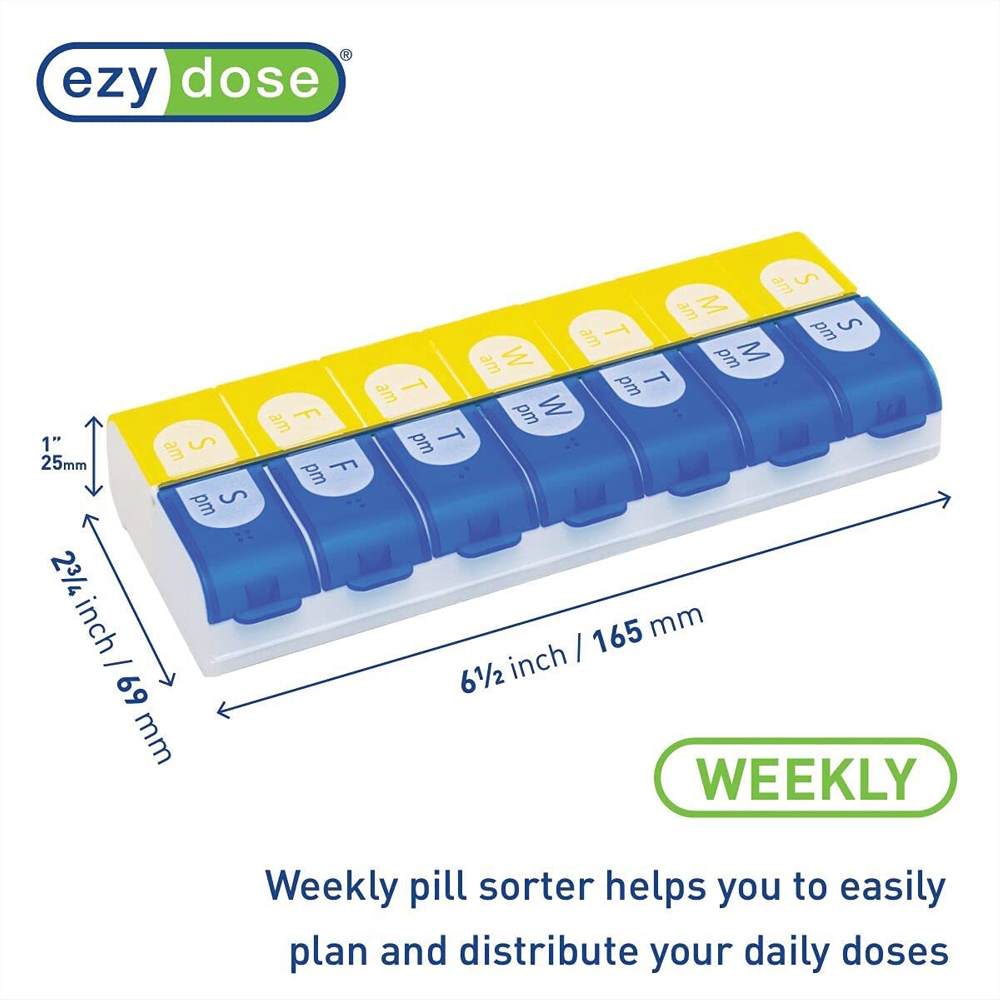 Pill Organizer Ezy Dose X-Large 7 Day 2 Dose,Packaging Type- Each