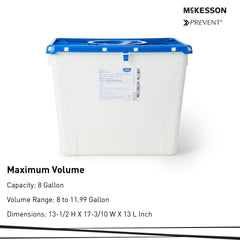 Pharmaceutical Waste Container McKesson Prevent White Base 13-1/2 H X 17-3/10 W X 13 L Inch Vertical Entry 8 Gallon,  Packaging Type- Case