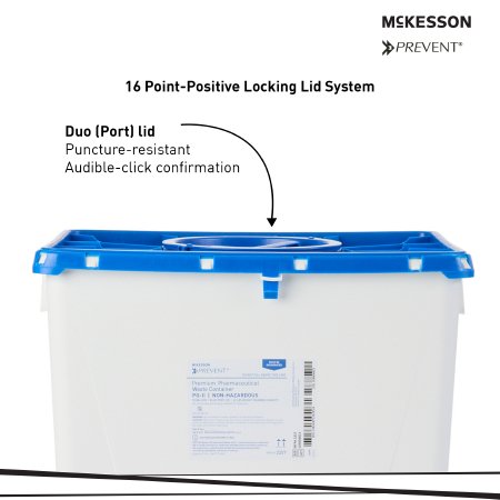 Pharmaceutical Waste Container McKesson Prevent White Base 24-3/5 H X 17-3/10 W X 13 L Inch Vertical Entry 18 Gallon,Packaging Type- Each