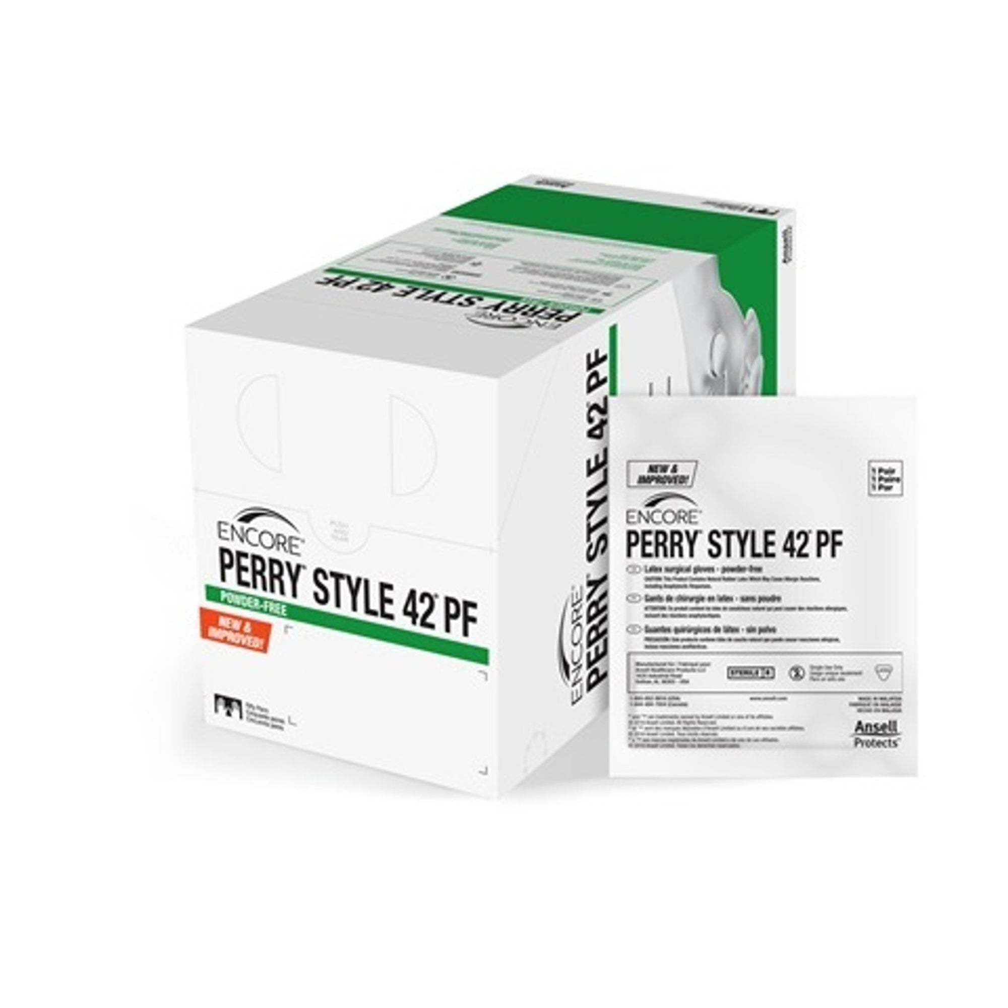 Surgical Glove ENCORE Perry Style 42 PF Size 6.5 Sterile Latex Standard Cuff Length Micro-Textured Natural Chemo Tested | 50Pair/Box