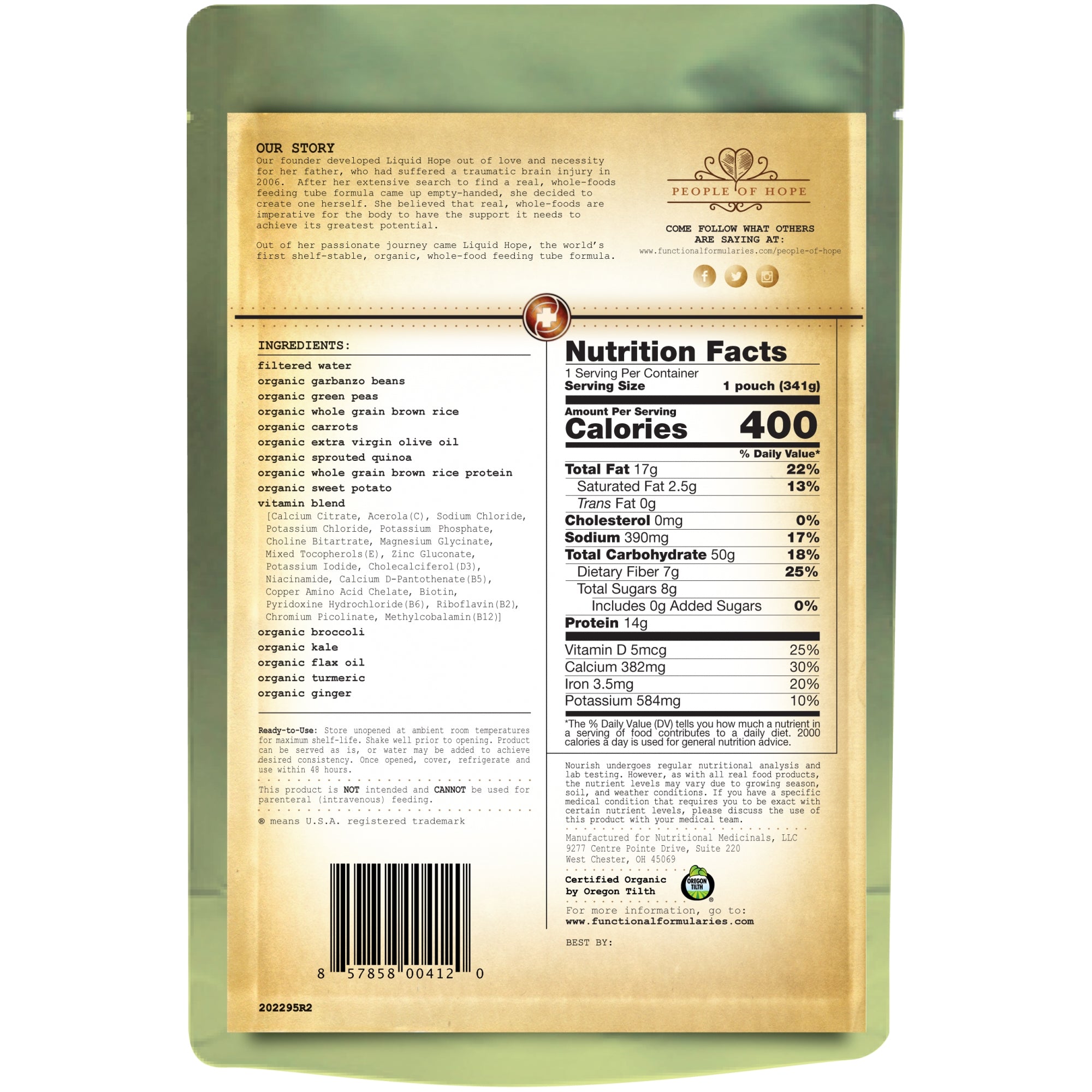 Pediatric Oral Supplement Nourish Vegetable / Rice Flavor 12 oz. Pouch Liquid Plant Based,Packaging Type- Each