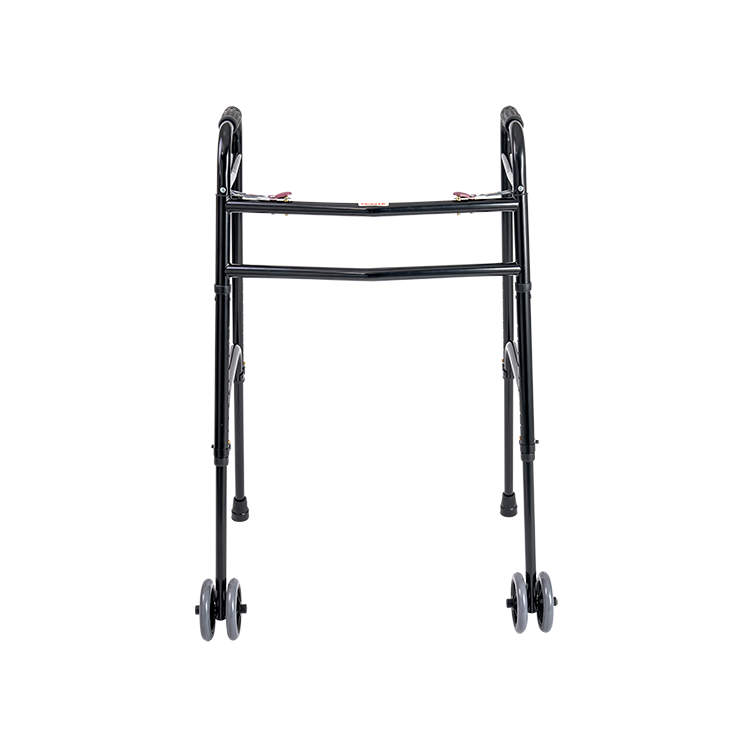 Dynarex Steel Button Folding Walker with Wheels, Adult