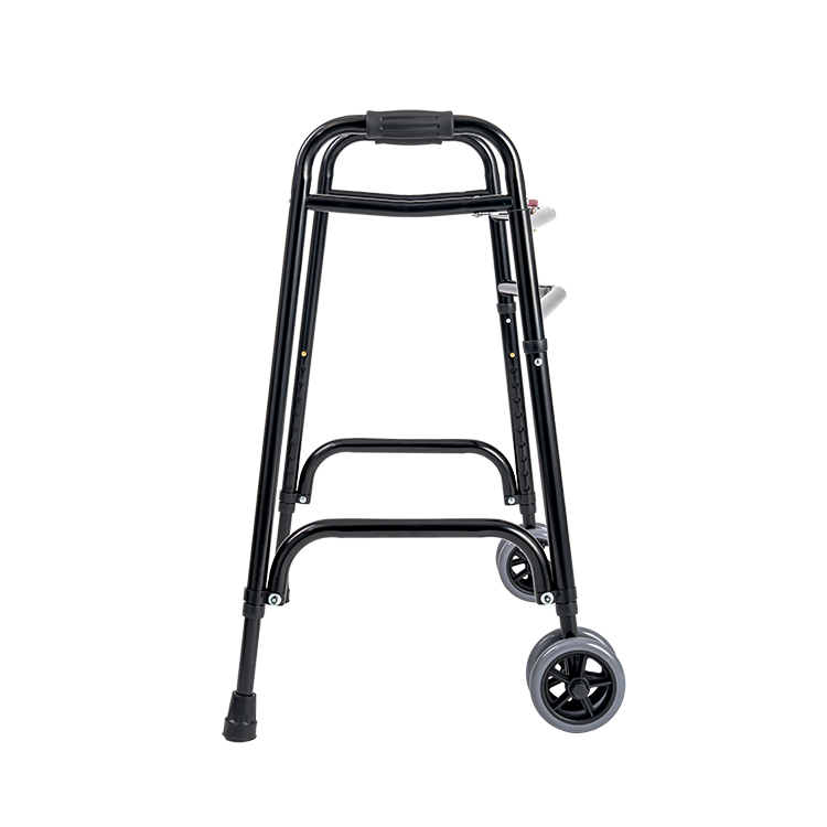 Dynarex Steel Button Folding Walker with Wheels, Adult