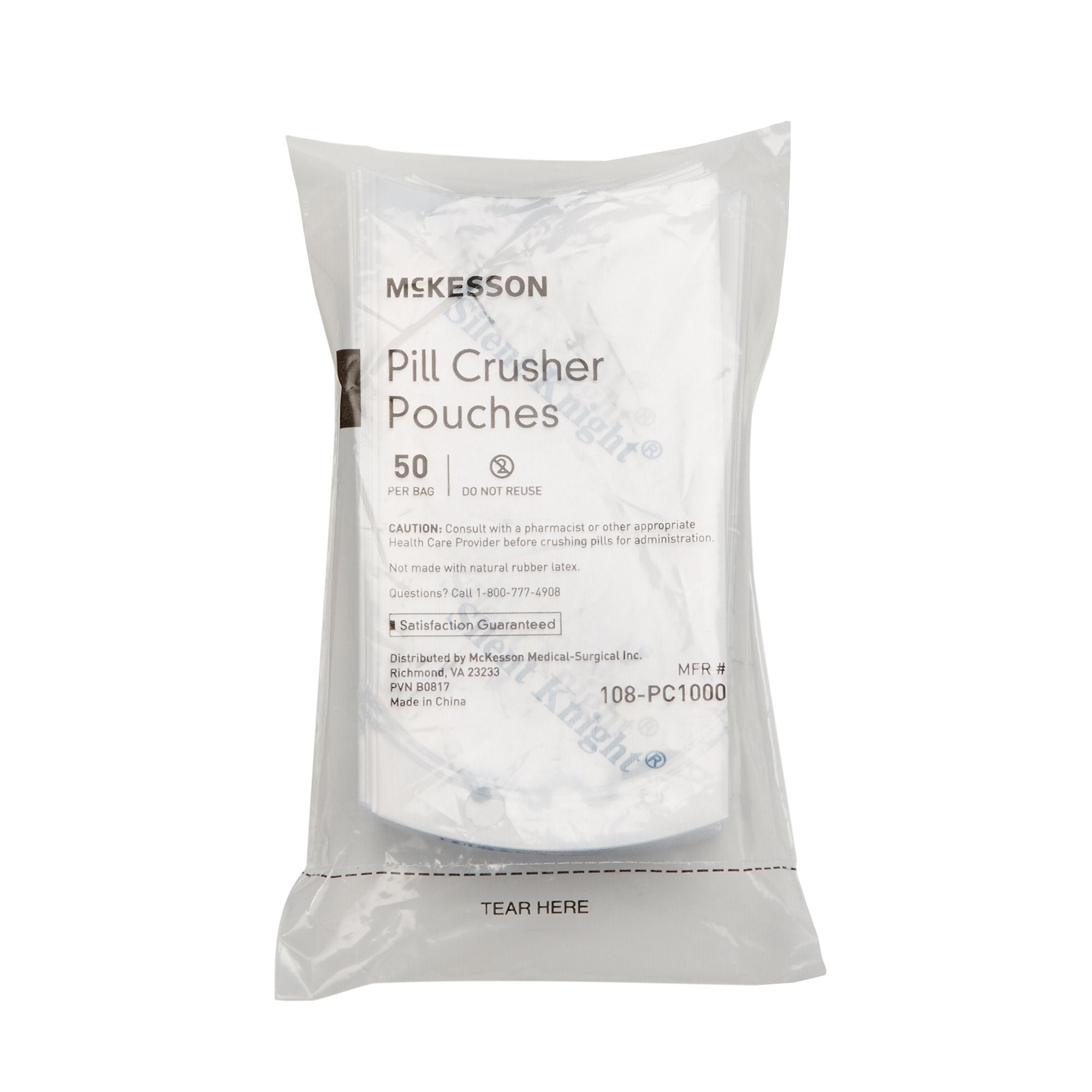 Pill Crusher Pouch McKesson Silent Knight 2 X 4-1/2 Inch, Clear, Plastic,Packaging Type- Box