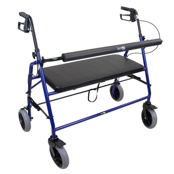 Dynarex Bariatric HD Foldable , Weight Capacity 700lbs Steel Frame Senior or Elderly Blue Bari+Max Rollator, 10217