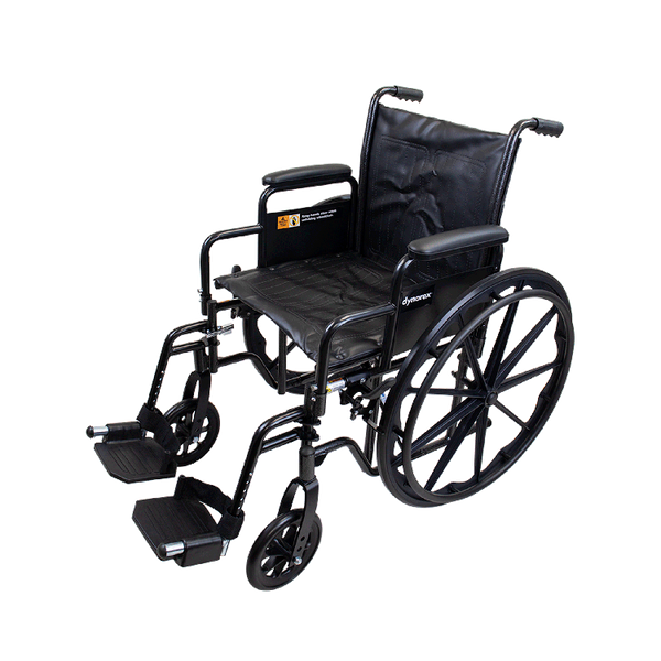 Dynarex DynaRide S2 Wheelchair with Detachable desk-length and Footrest ,8" Front 24" Back Wheels ,250 lbs Weight Capacity ,18" x 16" ,10222