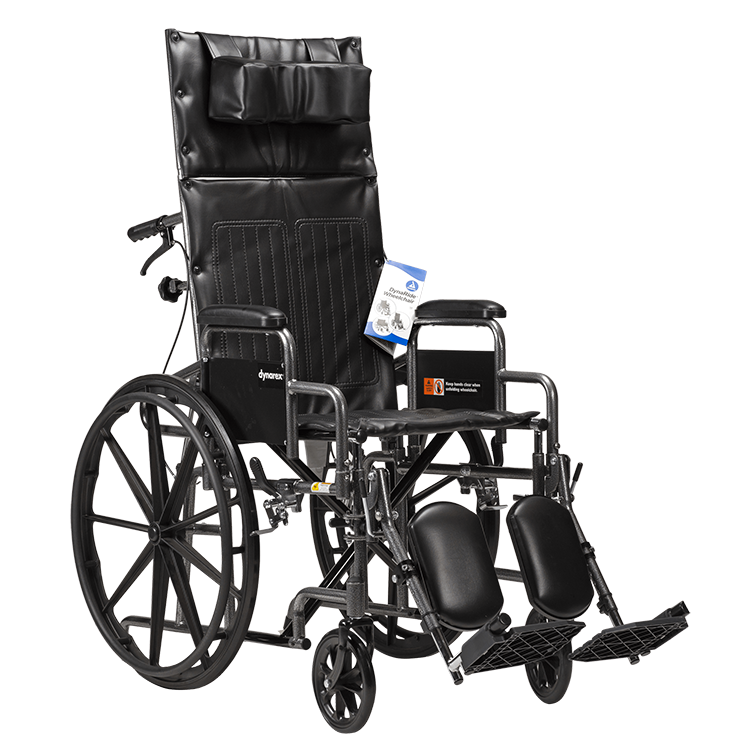 DynaRide Reclining Wheelchair - 18" x 16" w/ Detach Desk Arm