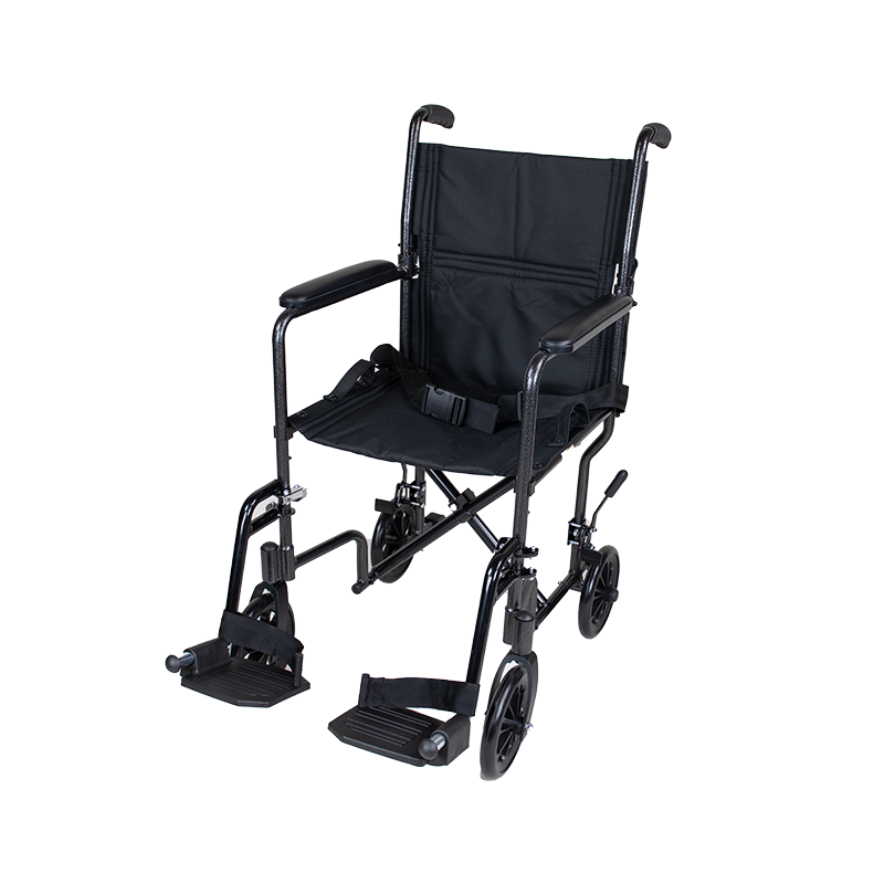 Dynarex DynaRide 17" Transport Wheelchair - Lightweight Aluminum Frame for Easy Mobility, Comfortable Seat, and Convenient Folding Design for Travel.