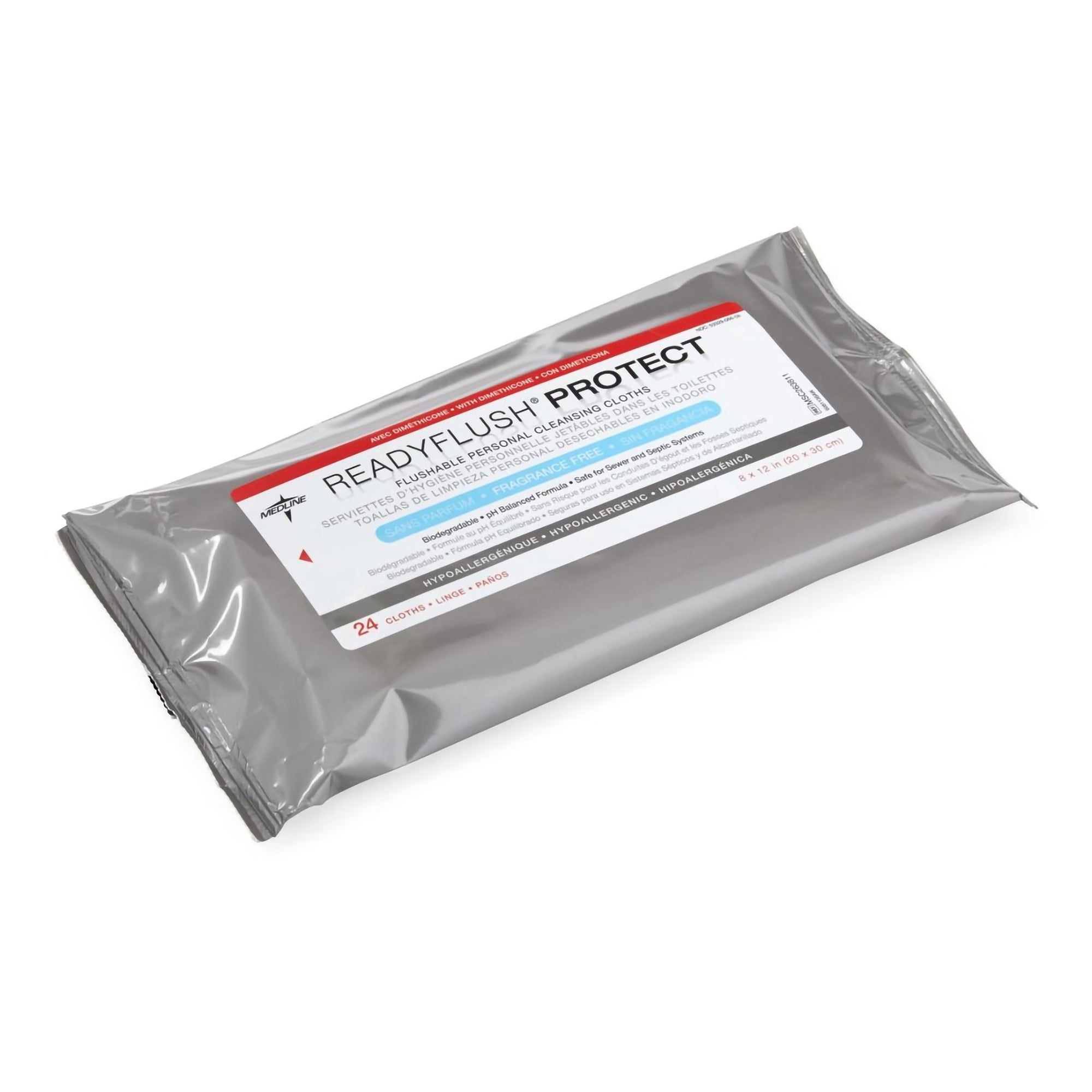 Flushable Incontinence Care Wipe ReadyFlush Protect Soft Pack Unscented 24 Count, Packaging Type- Case