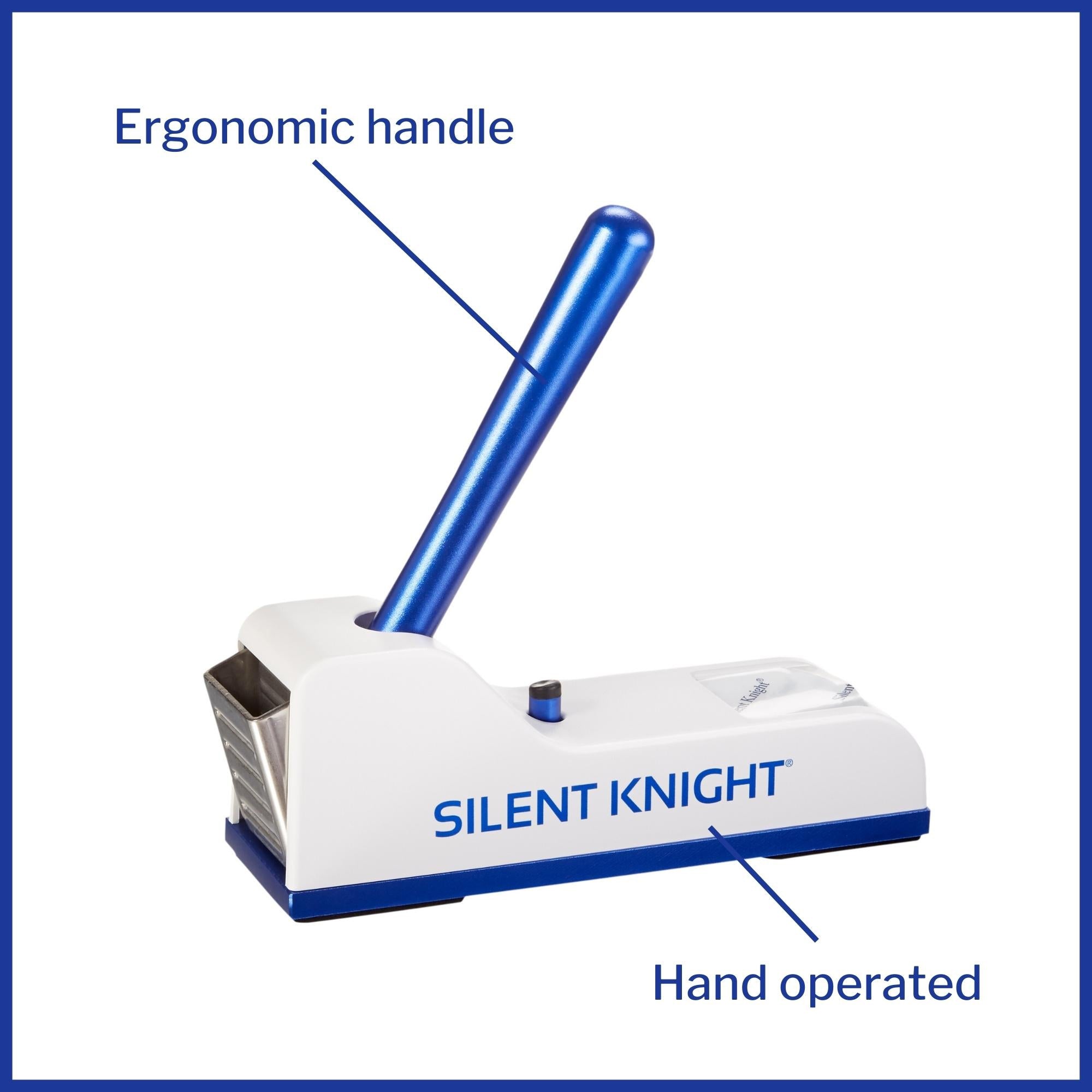 Pill Crusher Silent Knight Hand Operated Blue / White, Packaging Type- Each