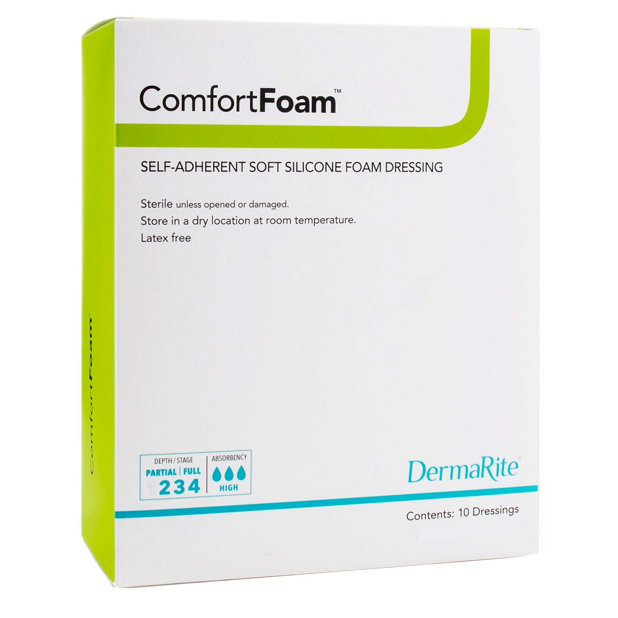 Foam Dressing ComfortFoam 4 X 5 Inch Without Border Film Backing Silicone Face Rectangle Sterile,Packaging Type- Box