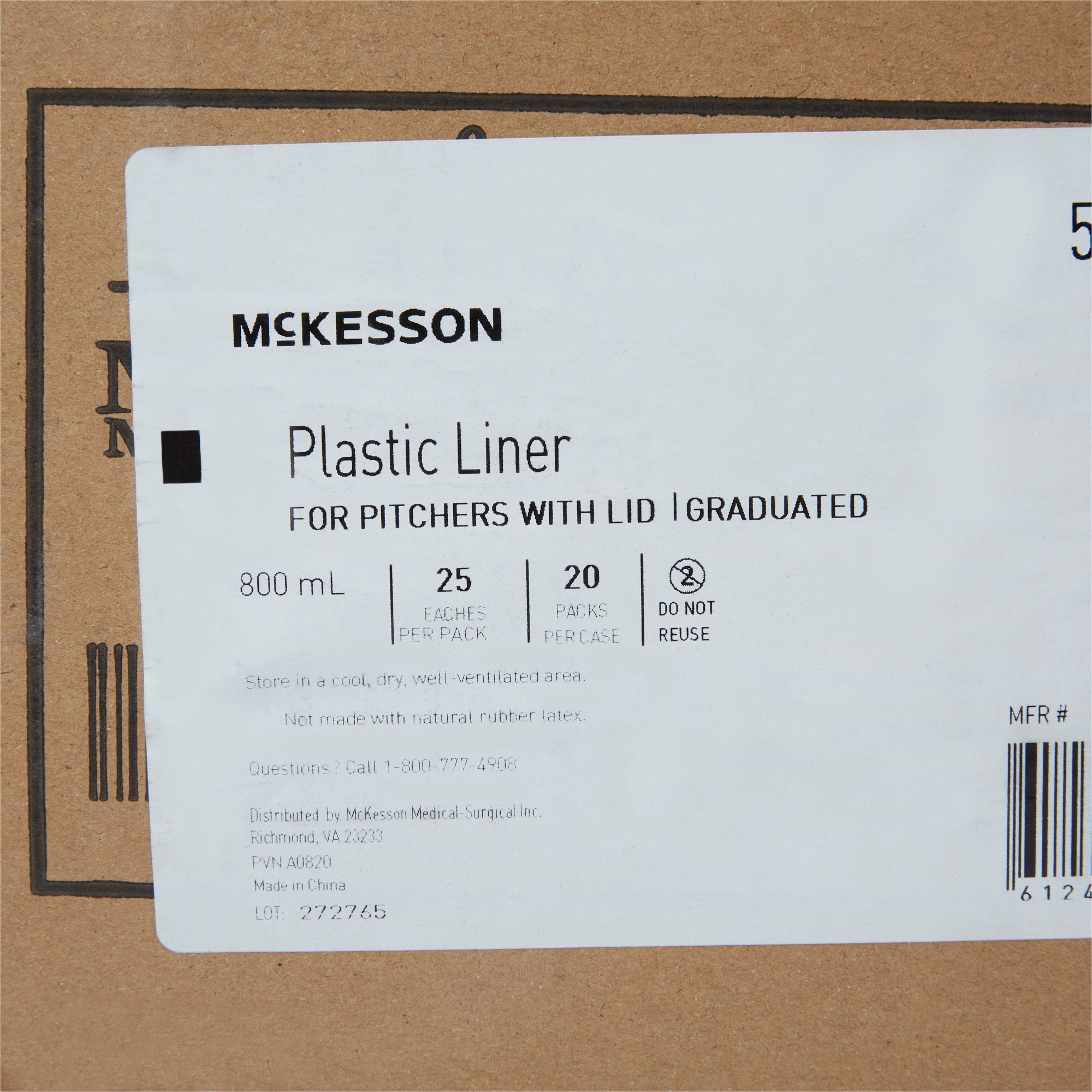 Pitcher Liner McKesson Plastic, Graduated, Packaging Type- Case