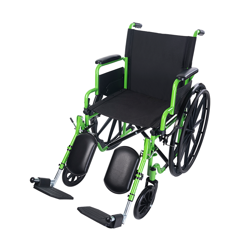 Dynarex GreenLine Wheelchair With Foot Rest(FR) and Elevating Leg Rest(ELR), Size 16inch, 18inch, 20 inch, Green